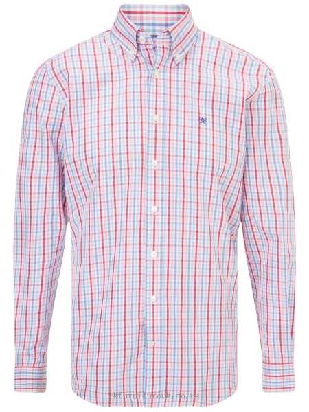 Mens Shirts Pink/Blue Hackett London Gingham Shirt Check Formal 494155 100% cotton